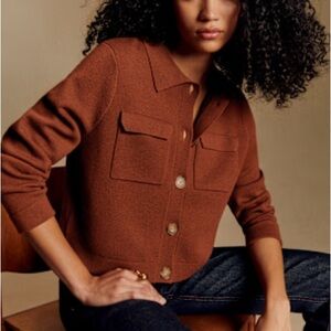 Sezane merino wool Betty cardigan in Hazelnut. Size M